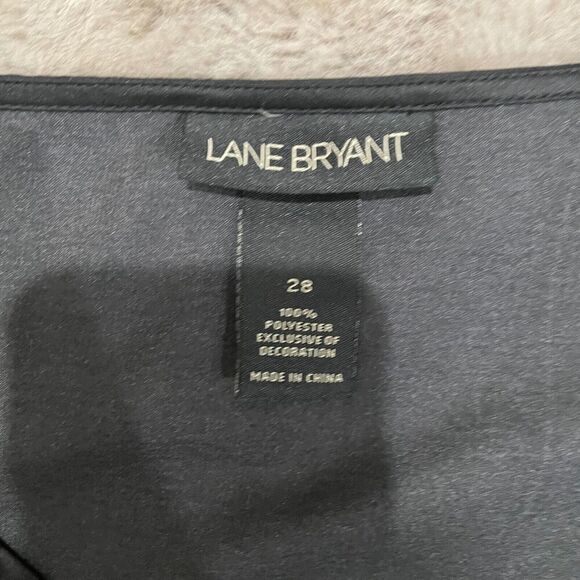 Lane Bryant Silky Beaded V-Neck Tie Back Dress Plus Size 28 Black & Green Boho‎ - Picture 4 of 9